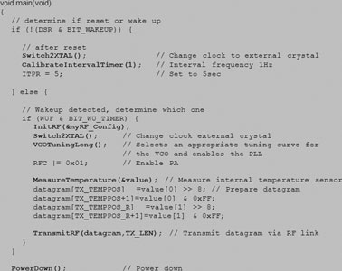 Figure 3. Example code for an RF thermometer